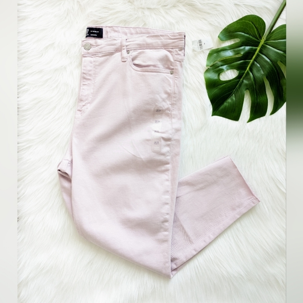 GAP Lavender high waisted raw hem denim skinny jean size 18
